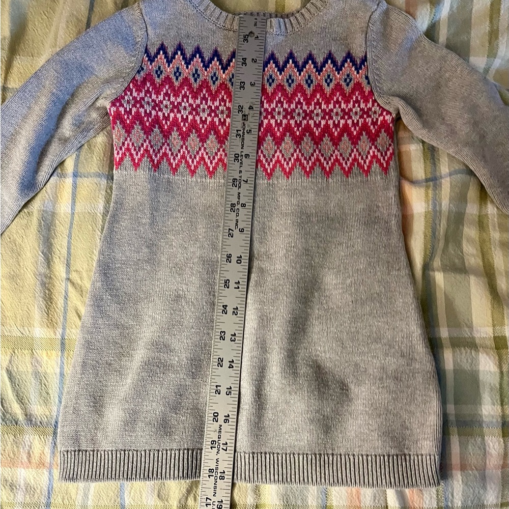 Gray Sweater with Colorful Pattern - Picture 3 of 5
